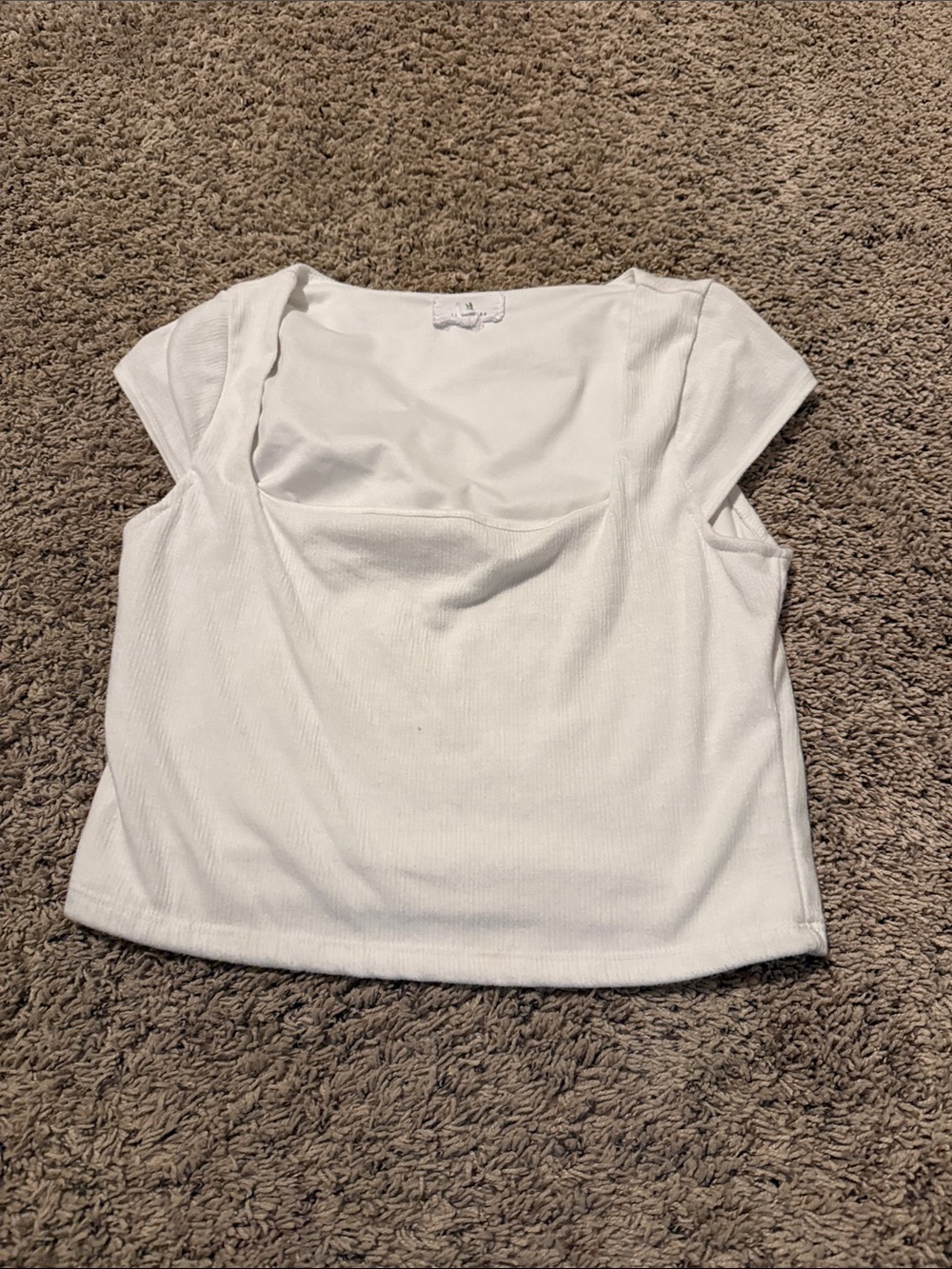 Square Neck White Ribbed Crop Top